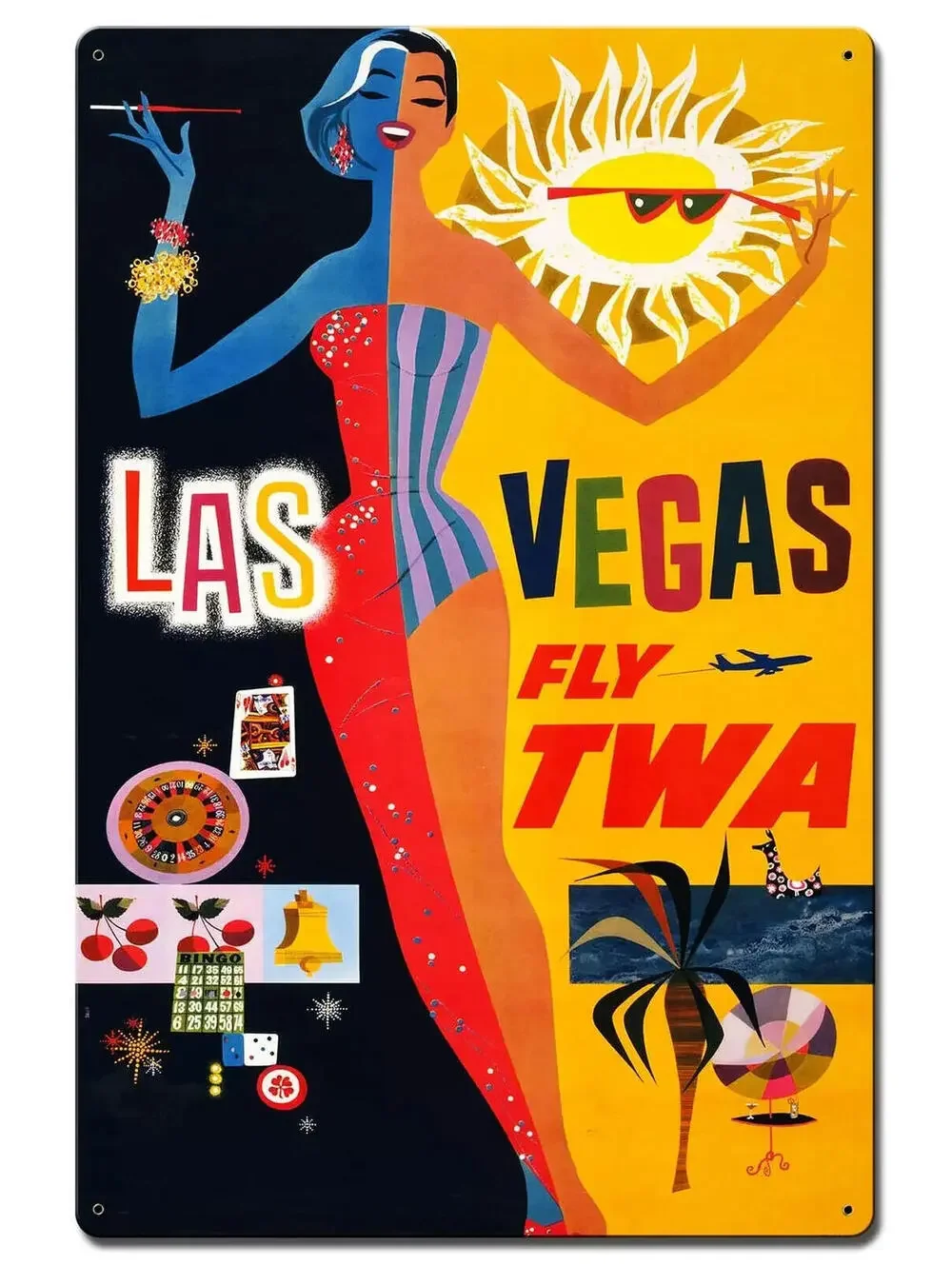 Las Vegas Fly TWA Metal Tin Sign 12